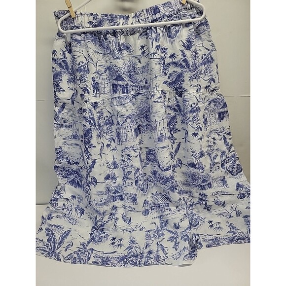 Joie Womens Blue White Floral Tropical 100% Linen Maxi Skirt Pull On Pockets XL - Picture 7 of 13